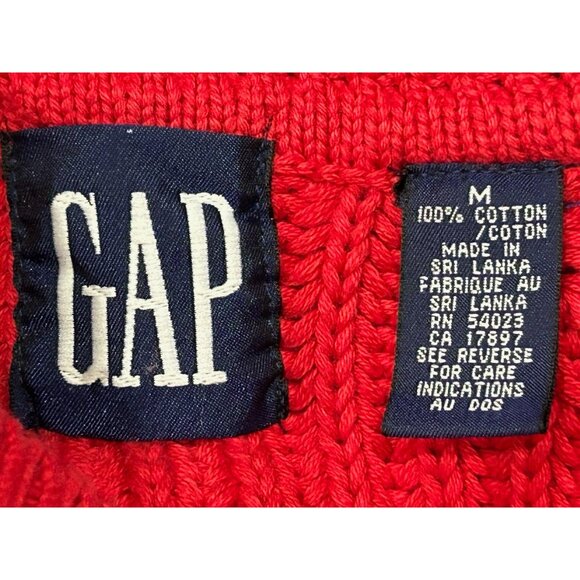 Vintage Gap Red Knit Cotton Sweater Crewneck Long Sleeve Sz Medium - Picture 5 of 9
